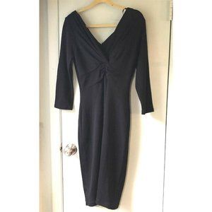 Banana Republic Dress Black Size 12 NEW Wool Blend Sexy Date Night Double V Neck